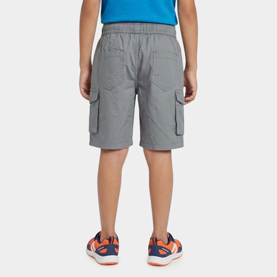 Boys' Light Grey Cotton Relaxed Fit Bermuda Shorts, Light Grey, large