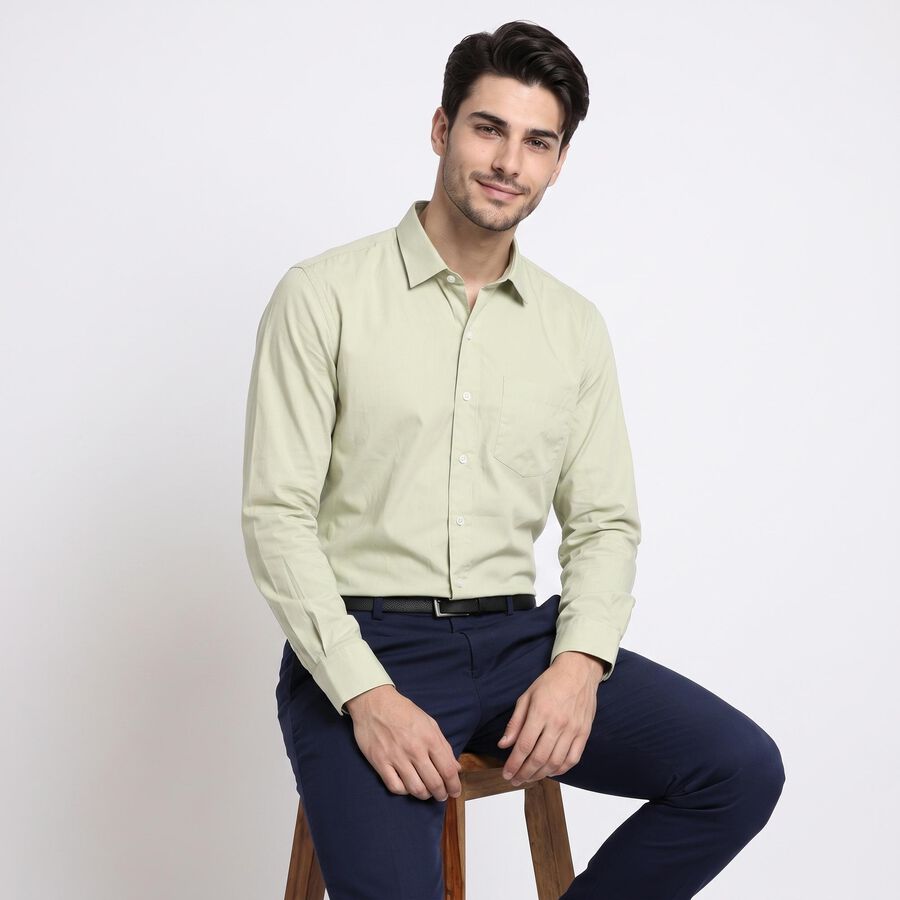 Men's Green Formal Shirt, Light Green, large