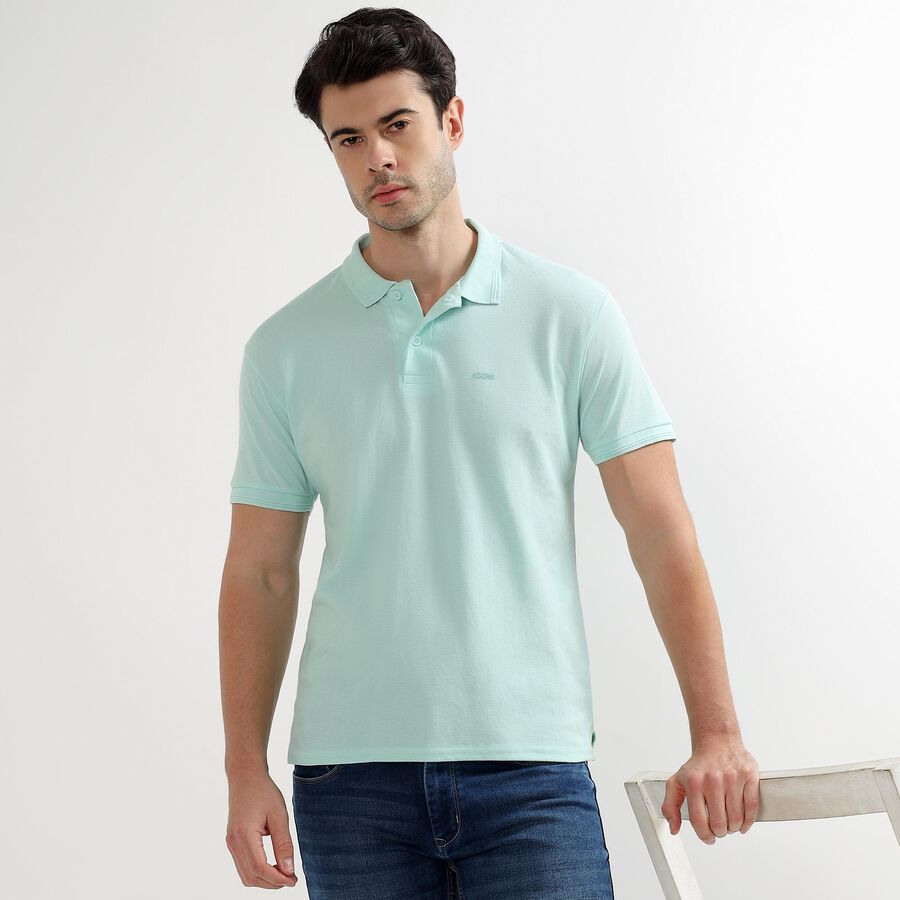 Men's Collared Half Sleeves T-Shirt, हल्का हरा, large image number null