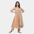 Women's Beige Solid Straight Kurta, Beige, small