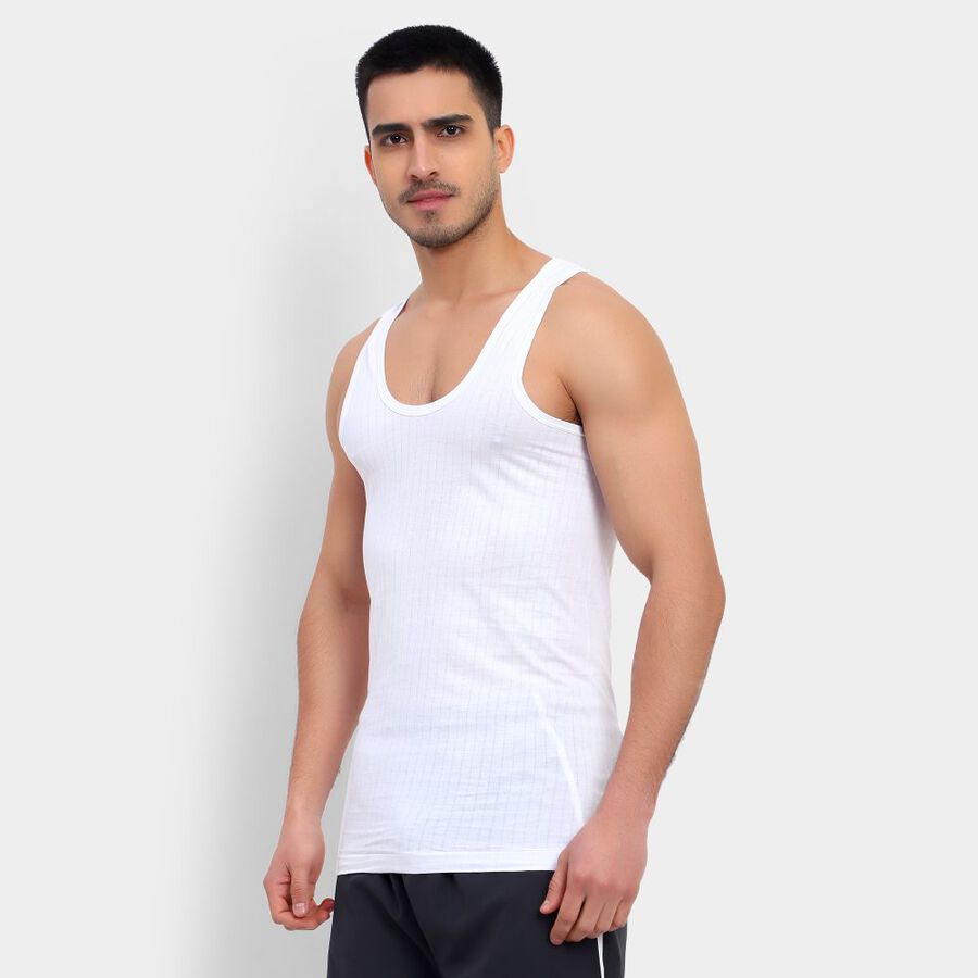 Men's Cotton Vest, White, large image number null