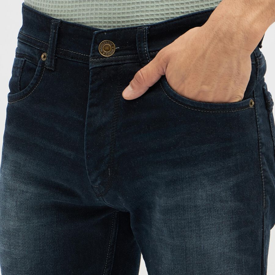 Men's Deep Midnight Navy Slim Fit Jeans, गहरा नीला, large image number null