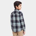 Boys' Green Cotton Spread Collar Regular Fit Casual Shirt, Dark Green, small