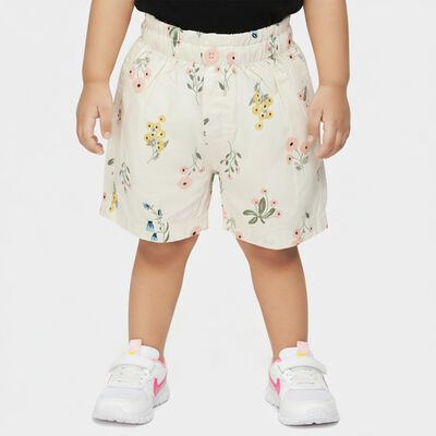 Infants Off White Regular Fit Cotton Printed Half Pant