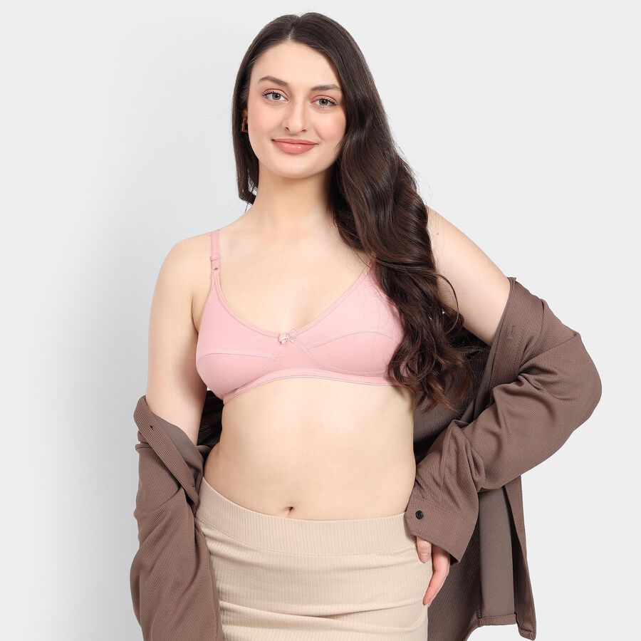 Ladies' 100% Cotton Bra , Light Pink, large image number null