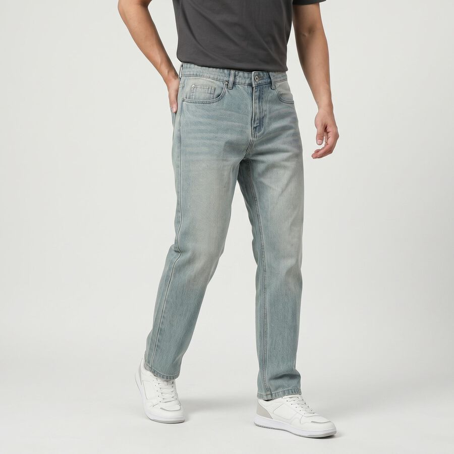 Men's Light Blue Faded Jeans, हल्का नीला, large