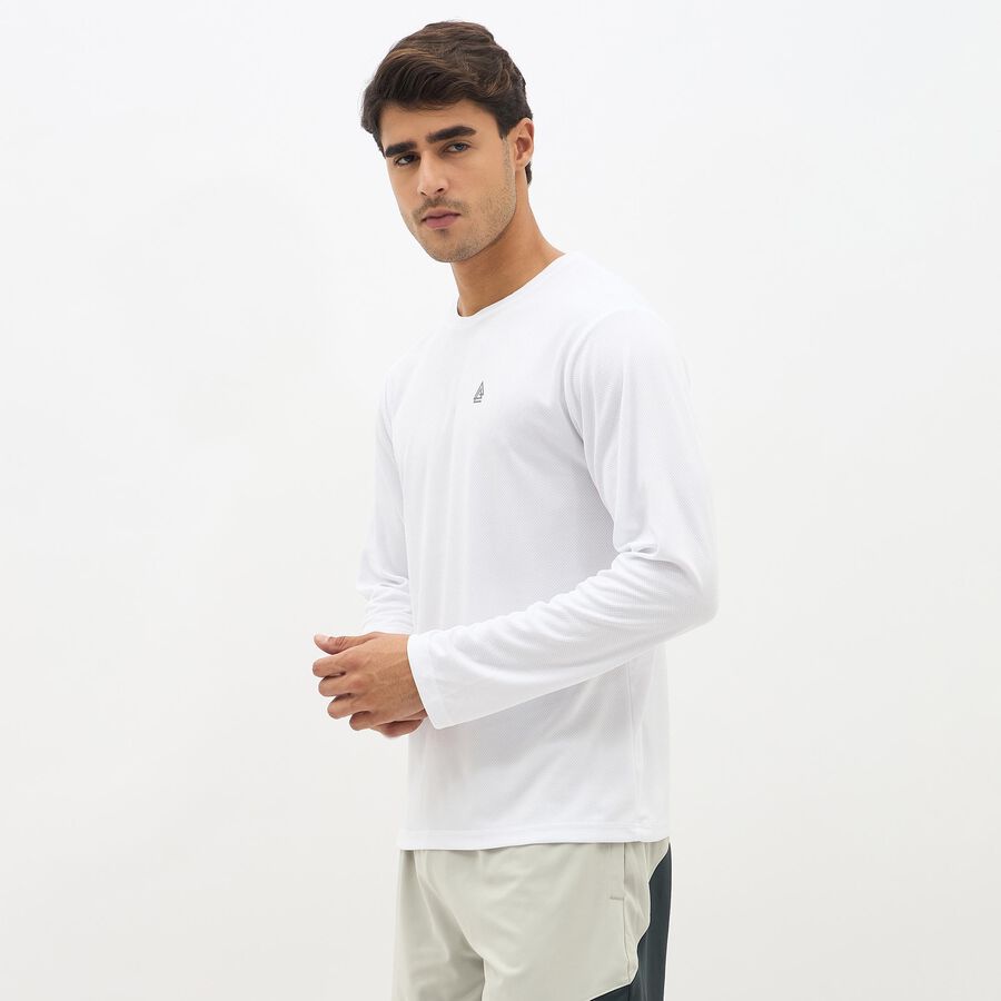 Men's Bright White Round Neck Full Sleeve T-Shirt, White, large image number null