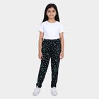 Girls' Black Regular Fit Solid Pyjama, काला, small