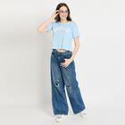 Ladies' 100% Cotton Crop  Top, हल्का नीला, small image number null