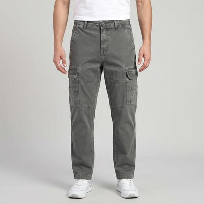Men's Grey Slim Fit Cargo Trousers