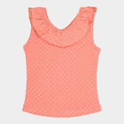 Girls Cotton Printed T-Shirt, Coral, small image number null