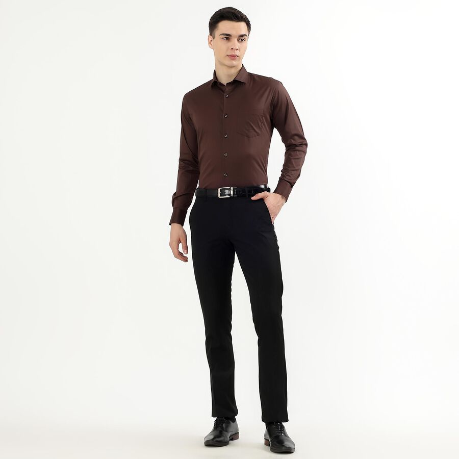 Men's Rich Chocolate Brown Slim Fit Formal Shirt, भूरा, large image number null