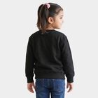 Girls Black Round Neck Graphic Pullover Sweatshirt, Black, small