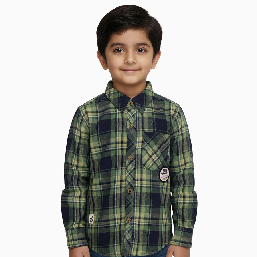 Boys' Casual Shirt, हल्का हरा, large image number null