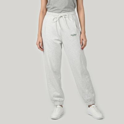 Women's Grey Regular Fit Jogger Track Pants