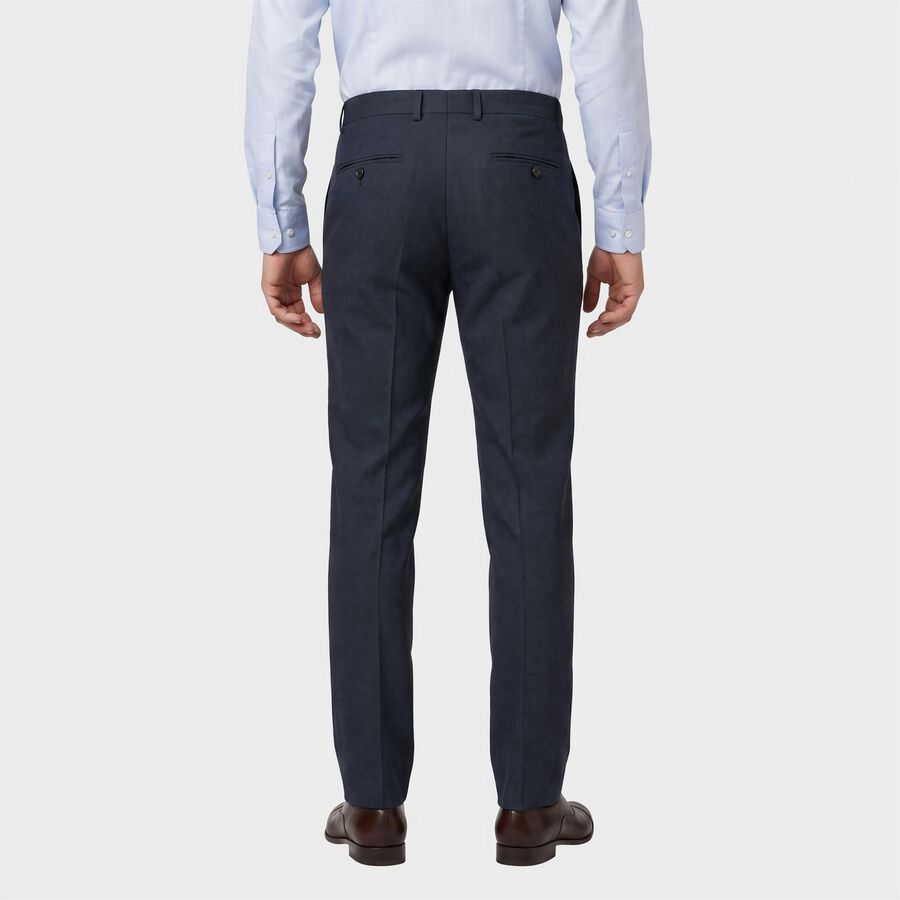 Men's Navy Blue Slim Fit Flat-Front Formal Trousers, Navy Blue, large
