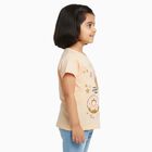 Girls' Soft Peach Cotton Round Neck Casual T-Shirt, Peach, small image number null
