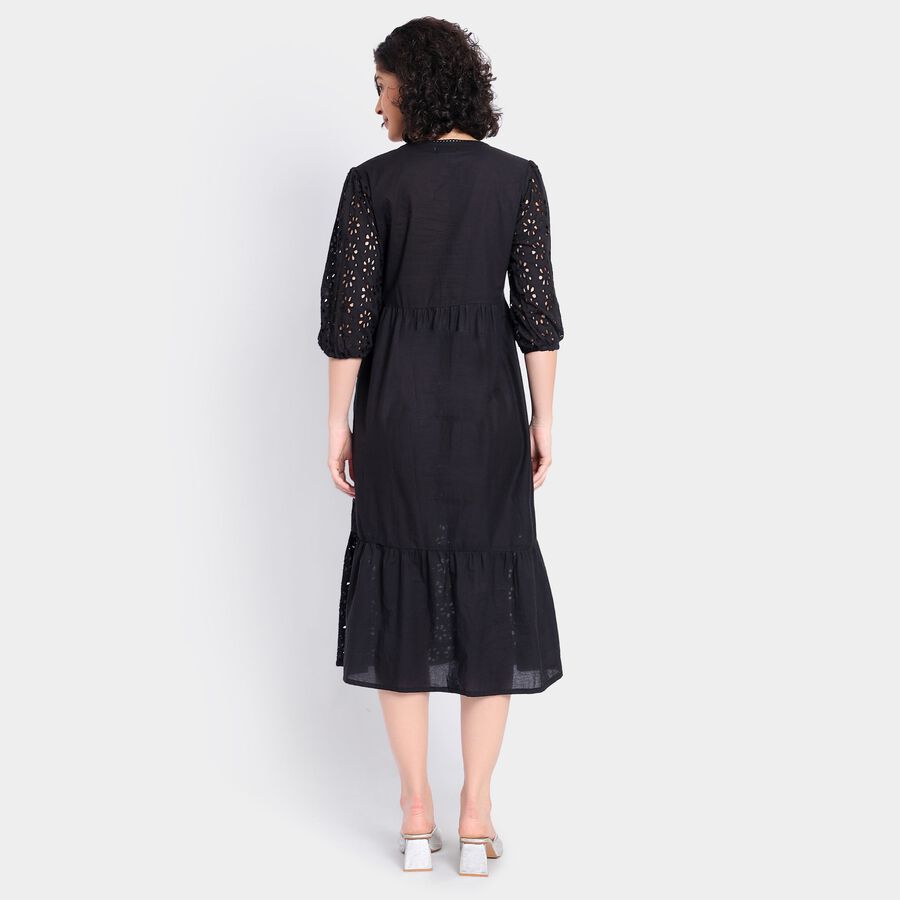 Ladies' 100% Cotton Dress, Black, large image number null