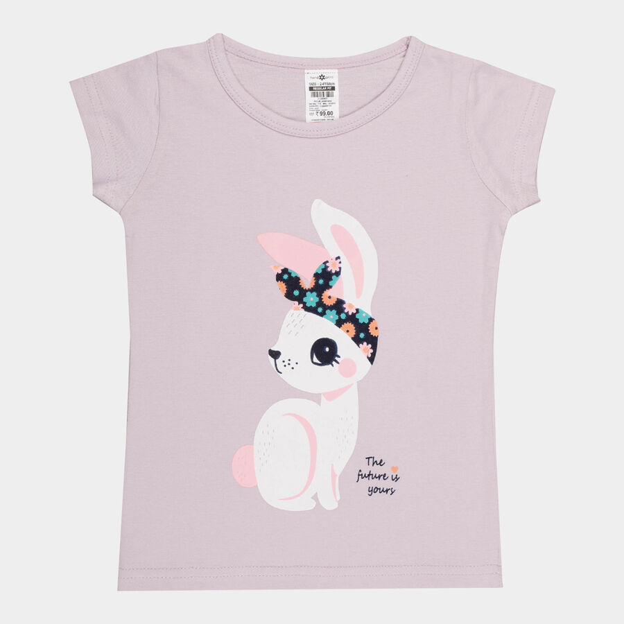 Girls Cotton T-Shirt, Lilac, large image number null