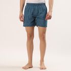 Men's Blue Regular Fit Checked Half Pant, Mid Blue, small