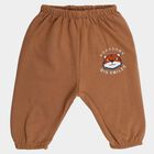 Infants Beige Jogger Fit Graphic Printed Pyjama, गहरा पीला, small