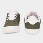 Men's Muted Olive Green Lace-Up Casual Sneakers, ओलिव, small