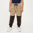 Boys Beige and Brown Color Block Elastic Waist Pyjama, Beige, small image number null