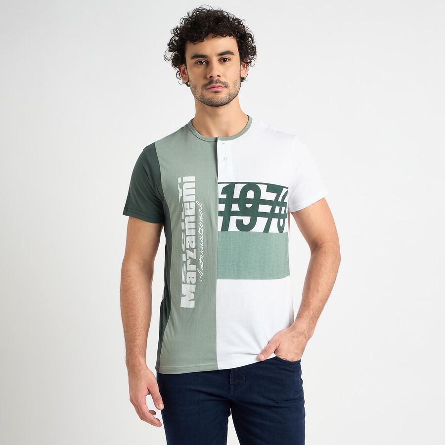 Men's Henley Half Sleeves T-Shirt , Light Green, large image number null
