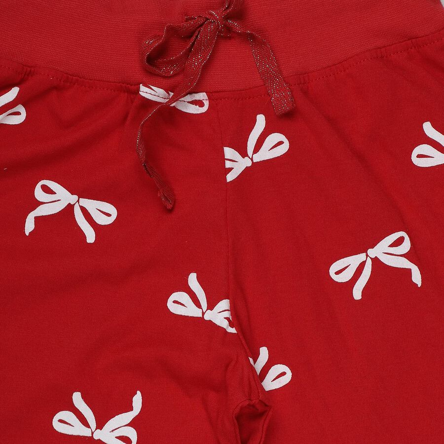 Girls' Red Cotton Blend Pyjama, Red, large