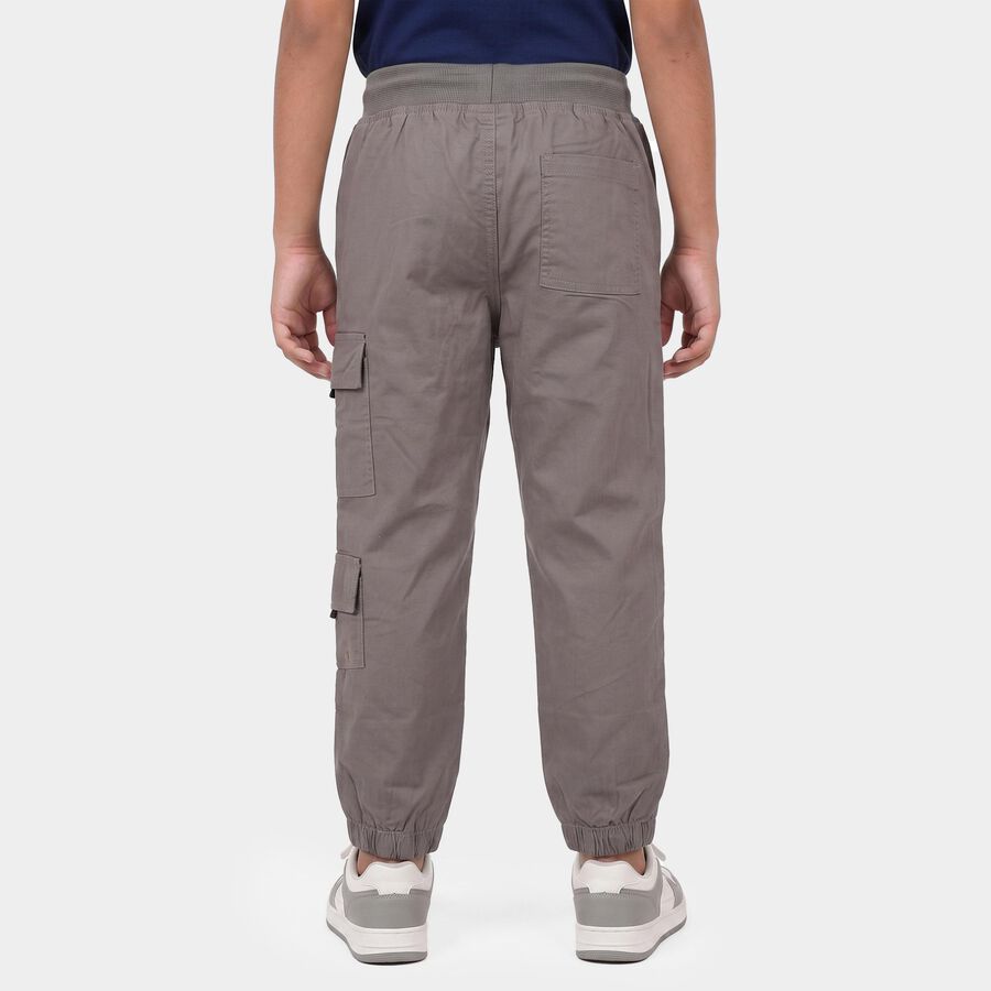 Boys Grey Regular Fit Cargo Trousers, हल्का ग्रे, large