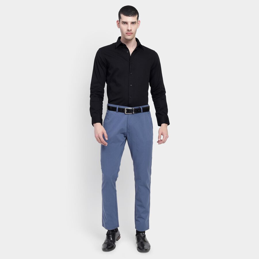 Men's 100% Cotton Slim Fit Casual Trousers , Dark Blue, large image number null