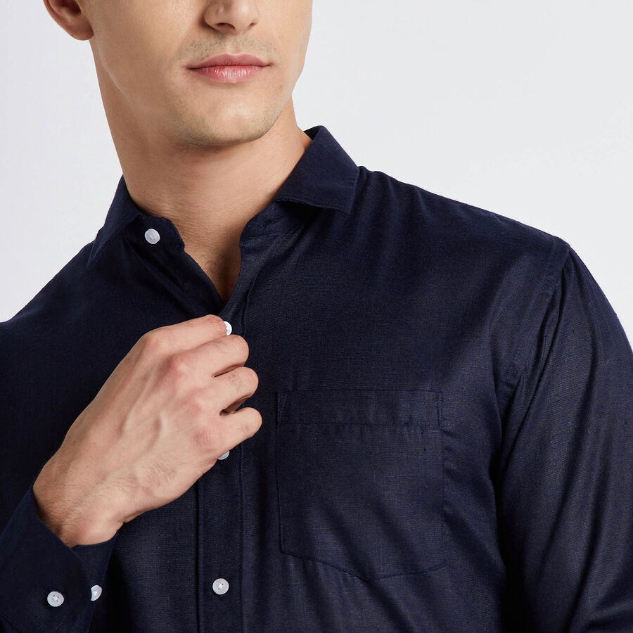 Solid Formal Shirt, Navy Blue, large image number null
