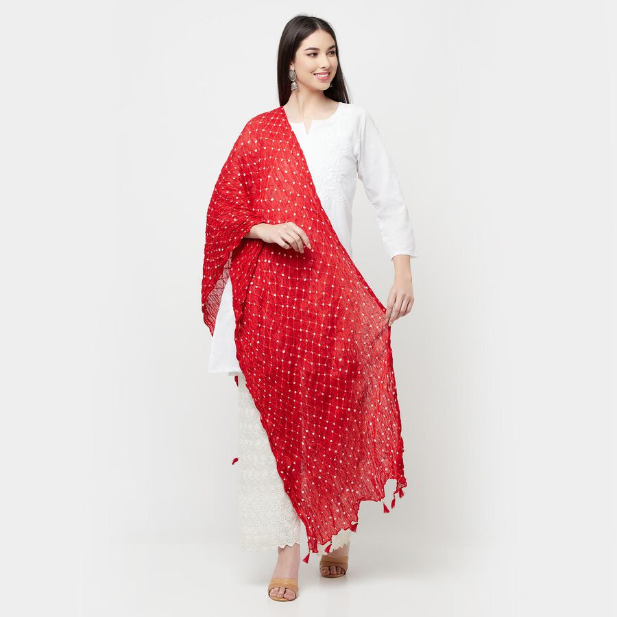 Cotton Printed Dupatta, Red, large image number null