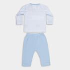 Infants' Light Blue Cotton Boat Neck Striped Baba Suit, Light Blue, small image number null