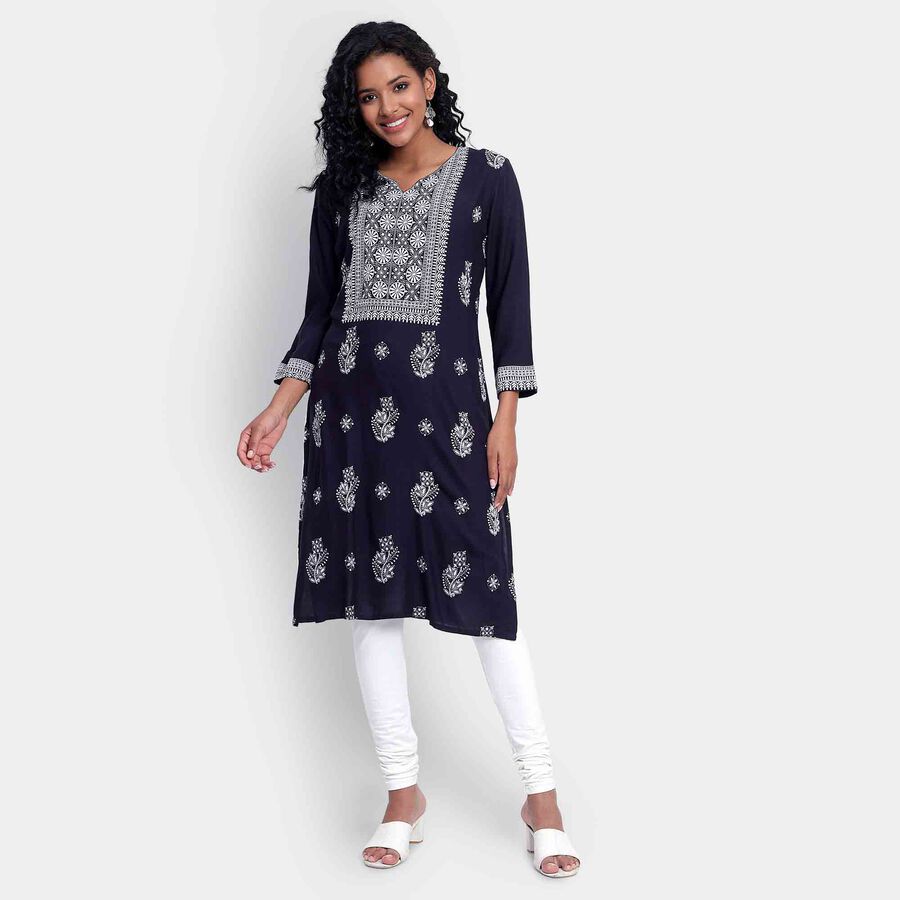 Printed Kurta, Navy Blue, large image number null