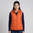 Women's Orange Hooded Puffer Jacket, Rust, small