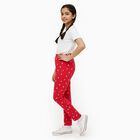 Girls' Bright Red Butterfly Printed Cotton Blend Pyjama, रानी (फ्यूशिया), small image number null