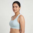 Women's Light Green Round Neck Seamless Racerback Sports Bra, Light Green, small