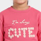 Girls' Pink Round Neck Pullover Sweatshirt, Pink, small