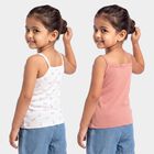 Girls Pink Cotton Sleeveless Straight Neck Vest, गुलाबी, small