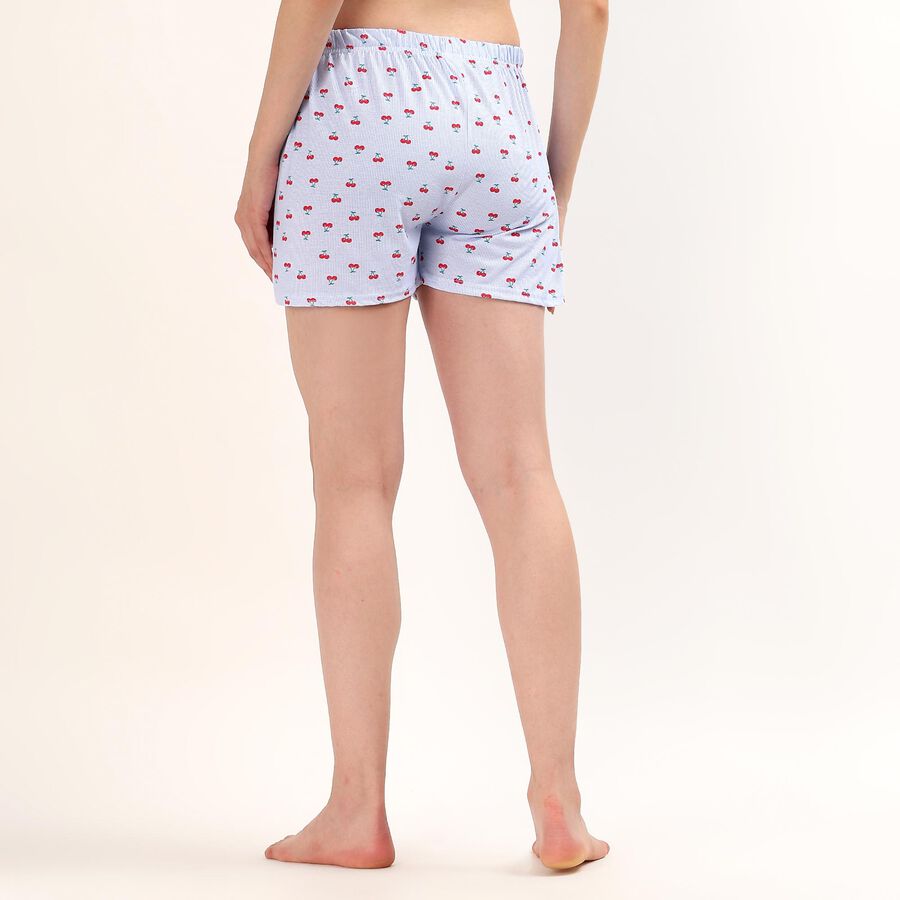Women's Navy Blue Regular Fit Polka Dot Drawstring Shorts, हल्का नीला, large