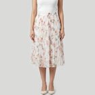 Women's Beige High-Waist Pleated Midi Skirt, Beige, small