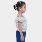 Girls White Off-Shoulder Floral Printed T-Shirt, White, small
