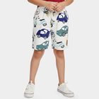Boys' White Printed Cotton Relaxed Fit Bermuda Shorts, ऑफ व्हाइट, small