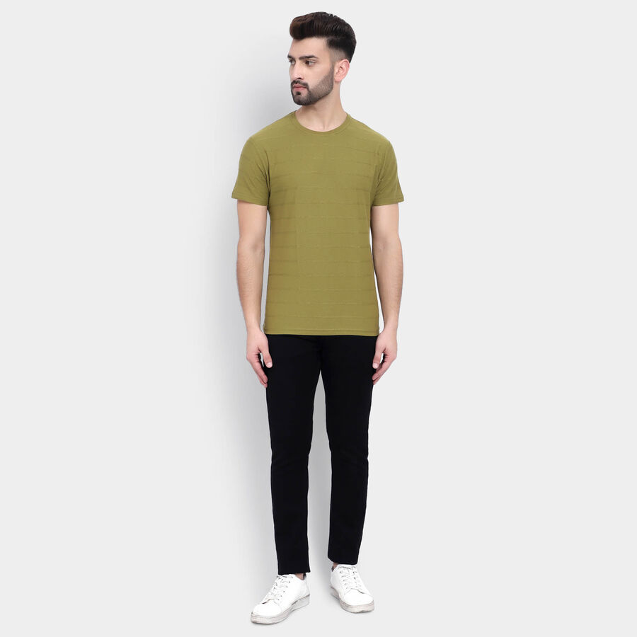 Solid Round Neck T-Shirt, Olive, large image number null
