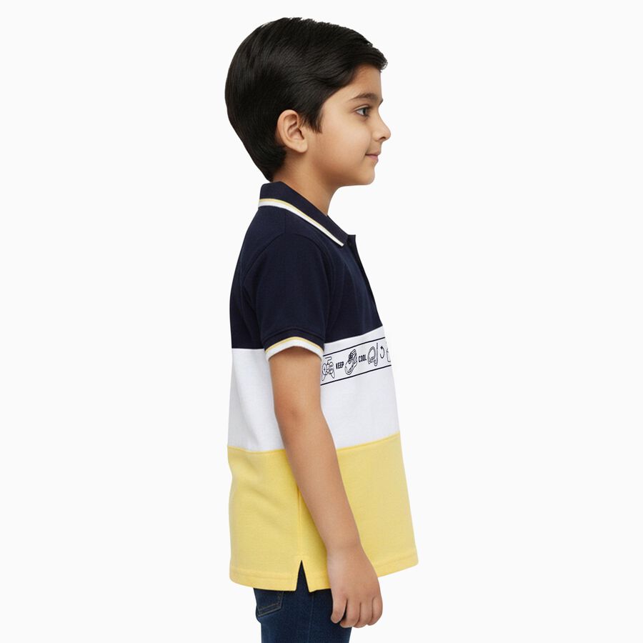 Boys Deep Midnight Navy Blue Cotton Crew Neck Casual Half Sleeve T-Shirt, नेवी ब्लू, large