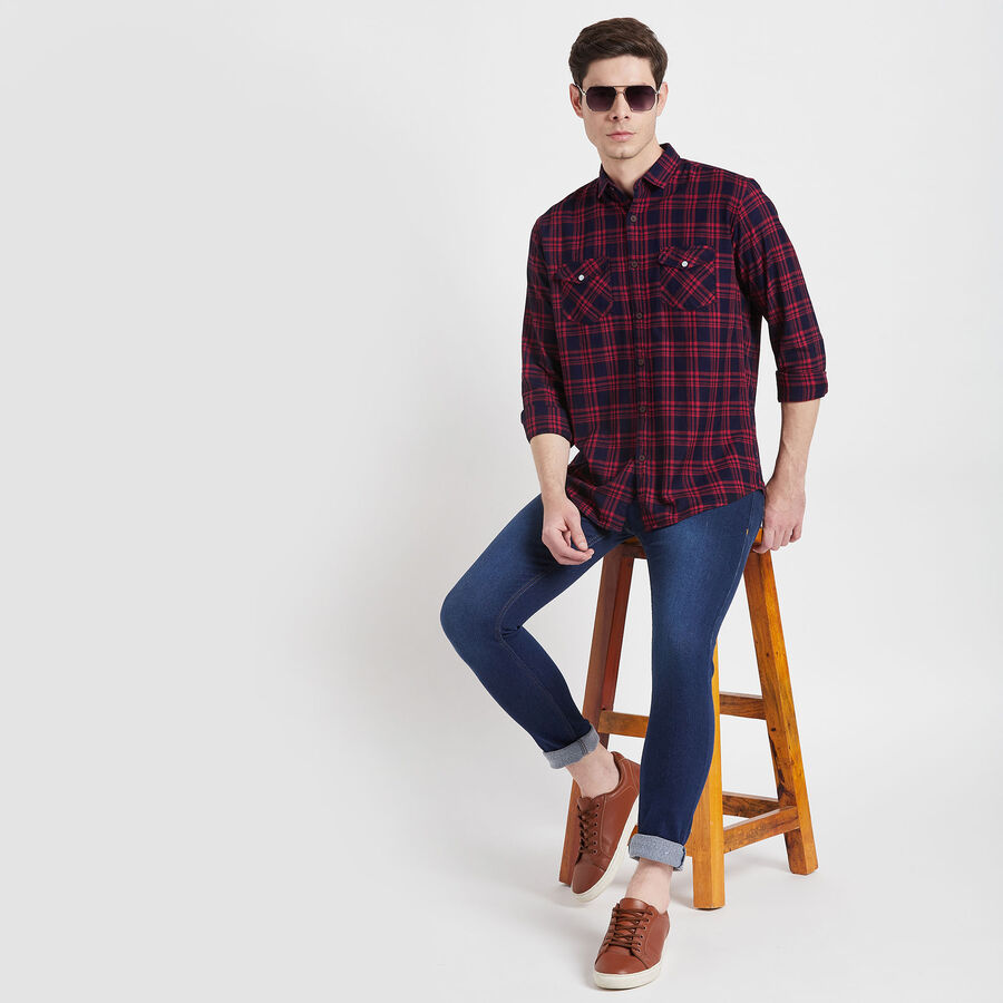 Cotton Checks Casual Shirt, Red, large image number null