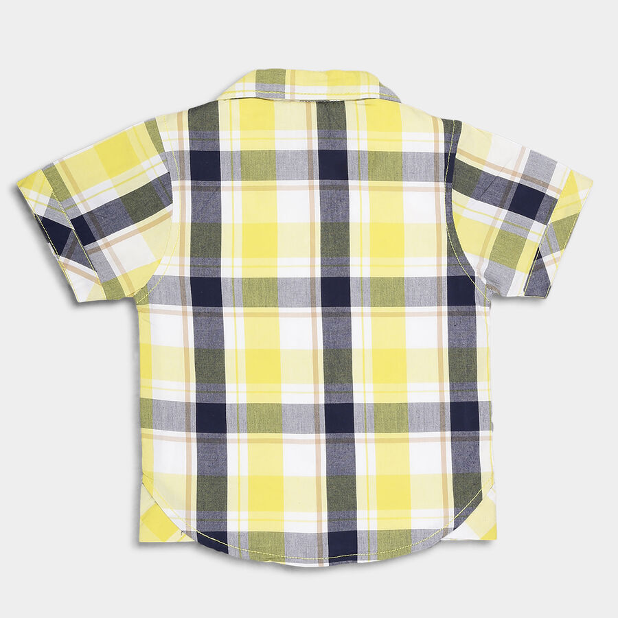 Infants Checks Regular Collar Shirt, Yellow, large image number null