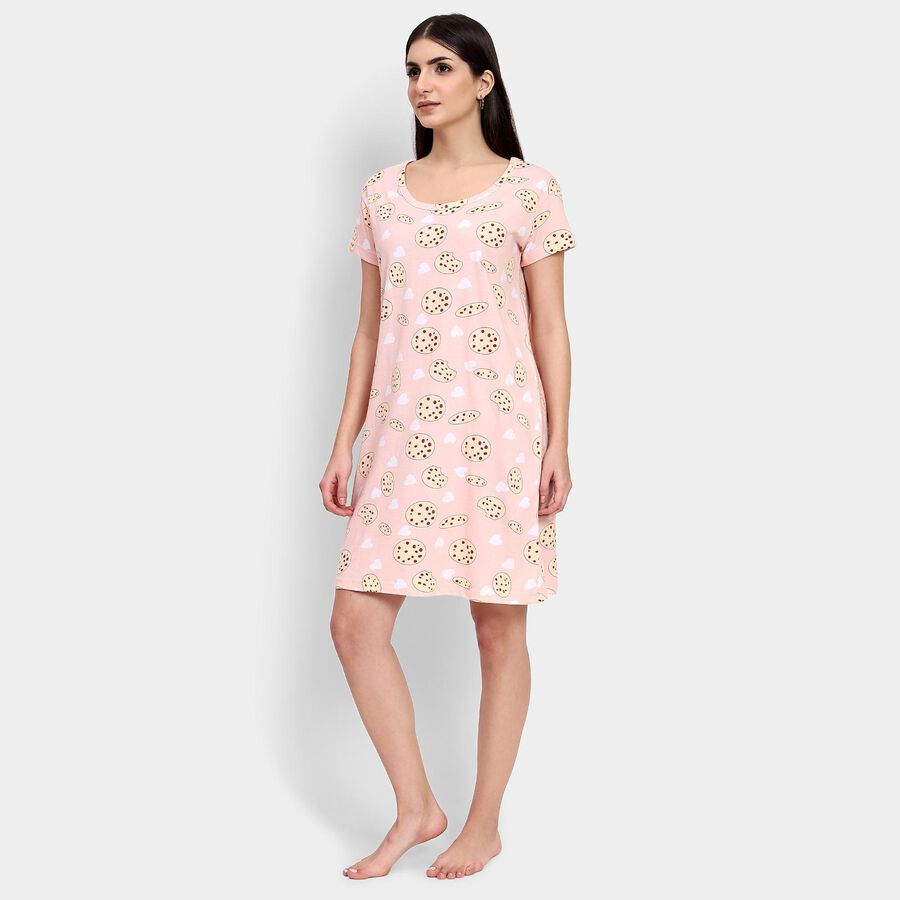 Ladies' 100% Cotton Nighty , Peach, large image number null