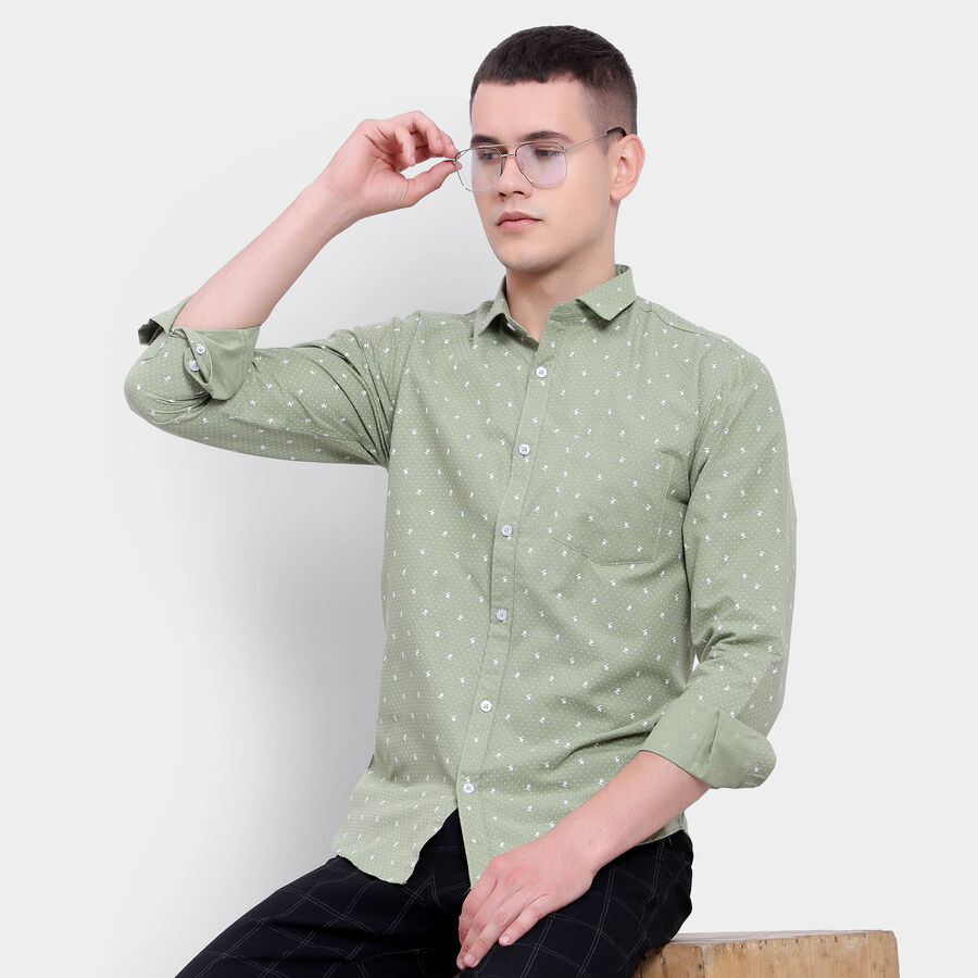 Printed Casual Shirt, Light Green, large image number null